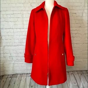 Like New Michael Kors Red Wool Zip Up Coat